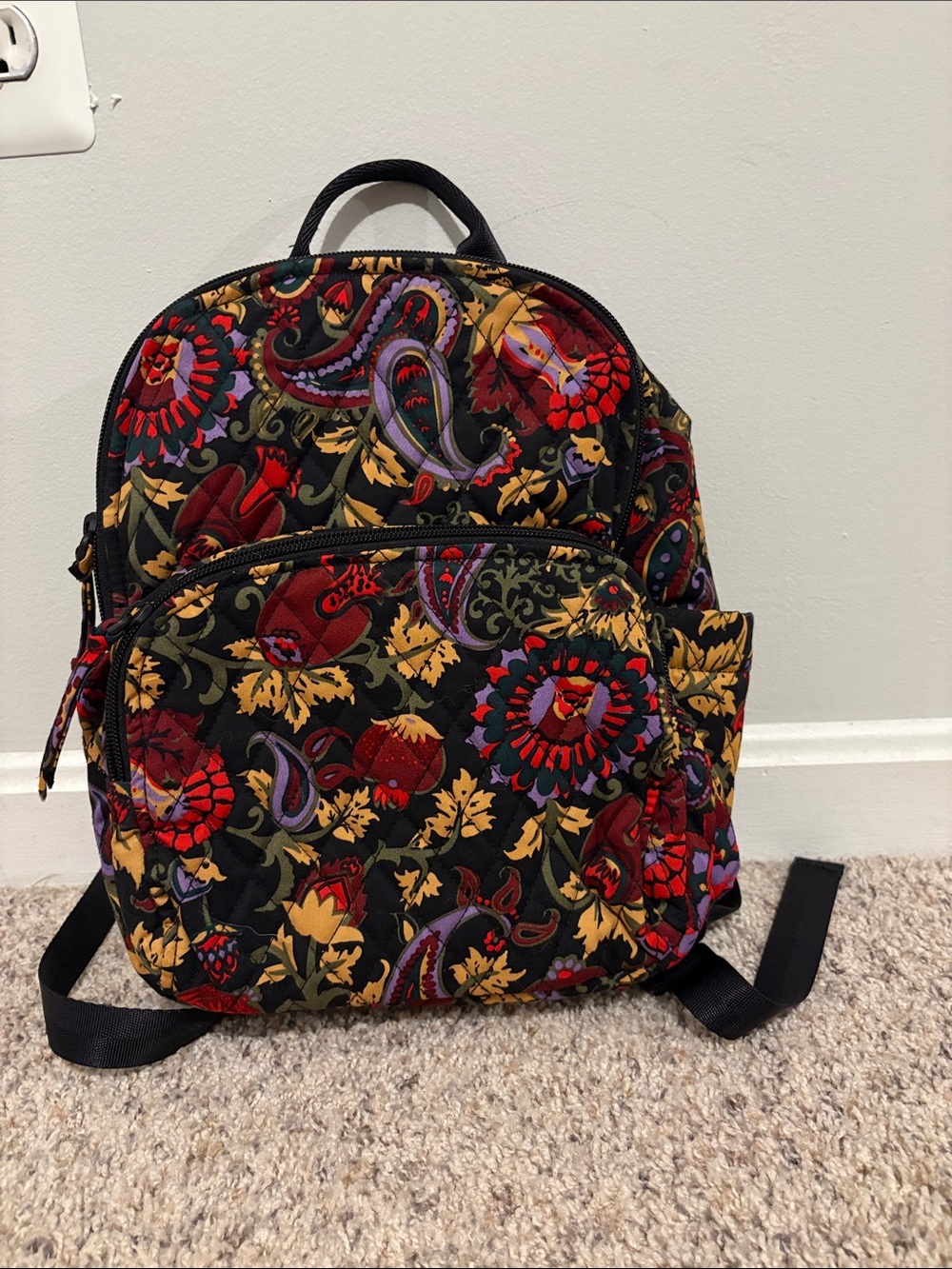 Vera Bradley Quilted Paisley Backpack - Black, Red, Gold, Purple, Green